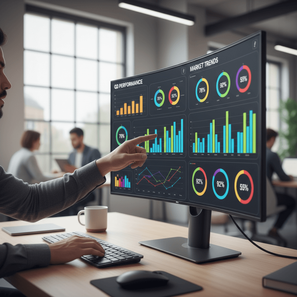 Team member reviewing real-time improvement data on Kyrosys dashboard